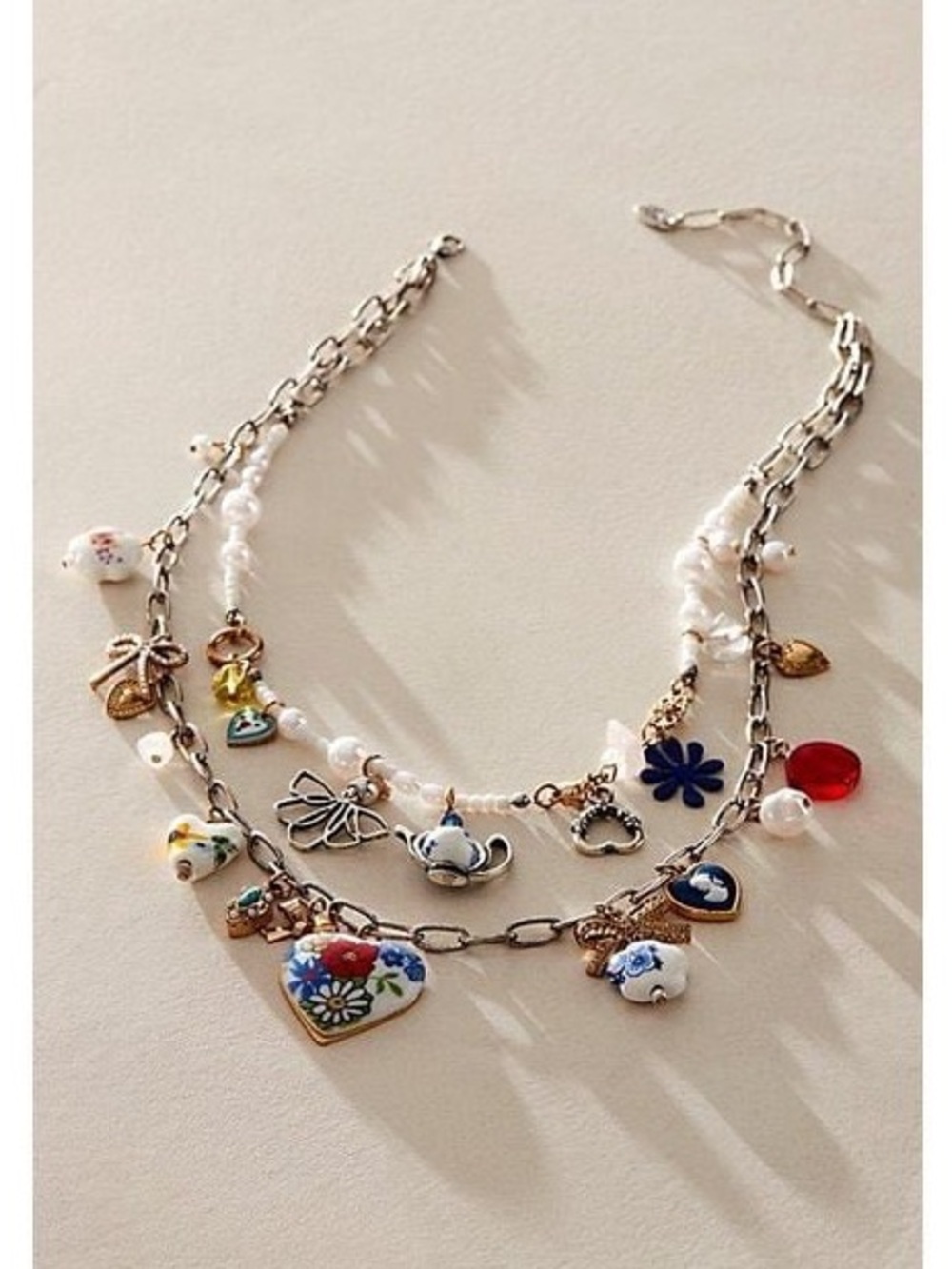 FREE PEOPLE Maxamillion New Candy Charm Necklace  Multi-Layer Tea Party